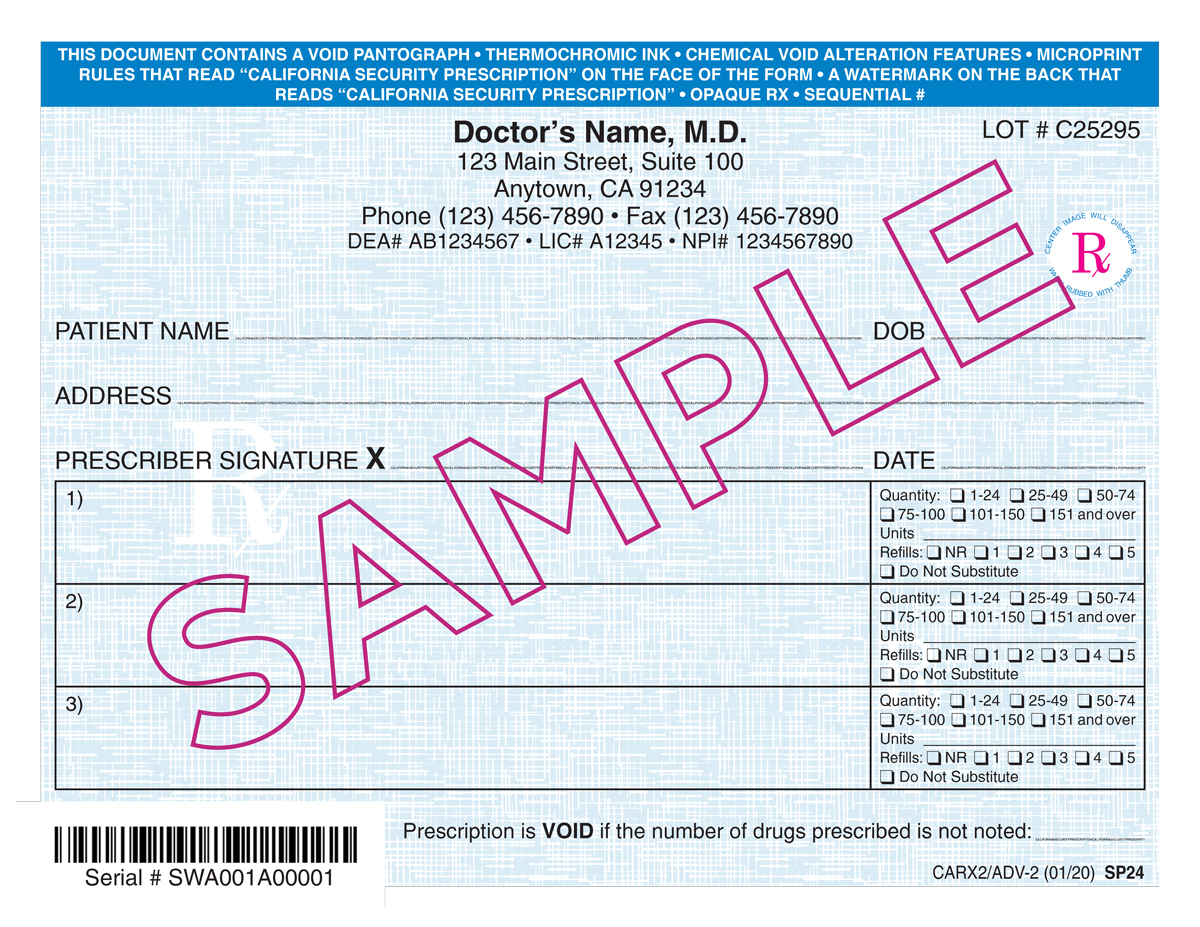 Security Prescription Forms / Pads