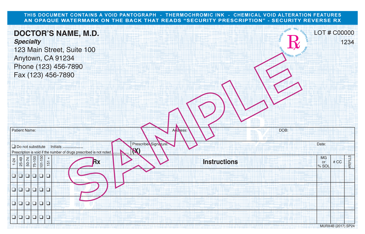 Security Prescription Forms / Pads