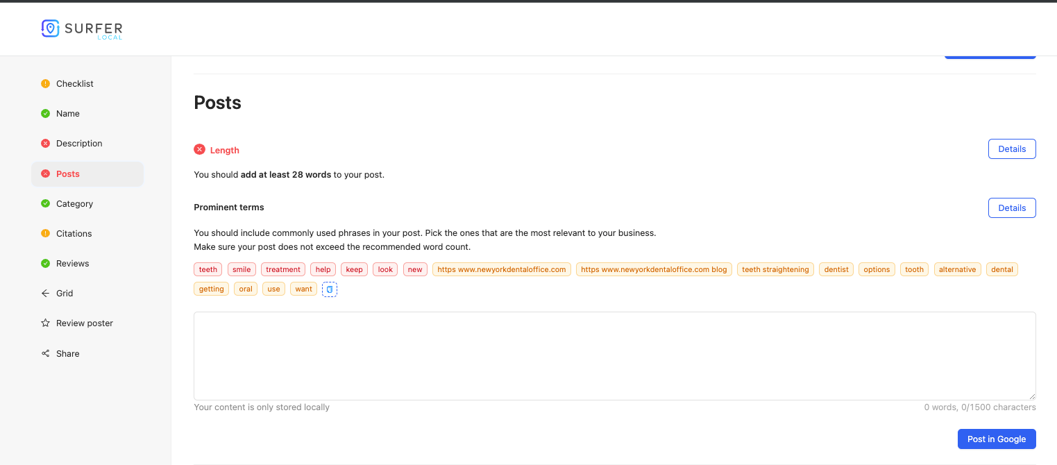 google business profile audit - surfer local