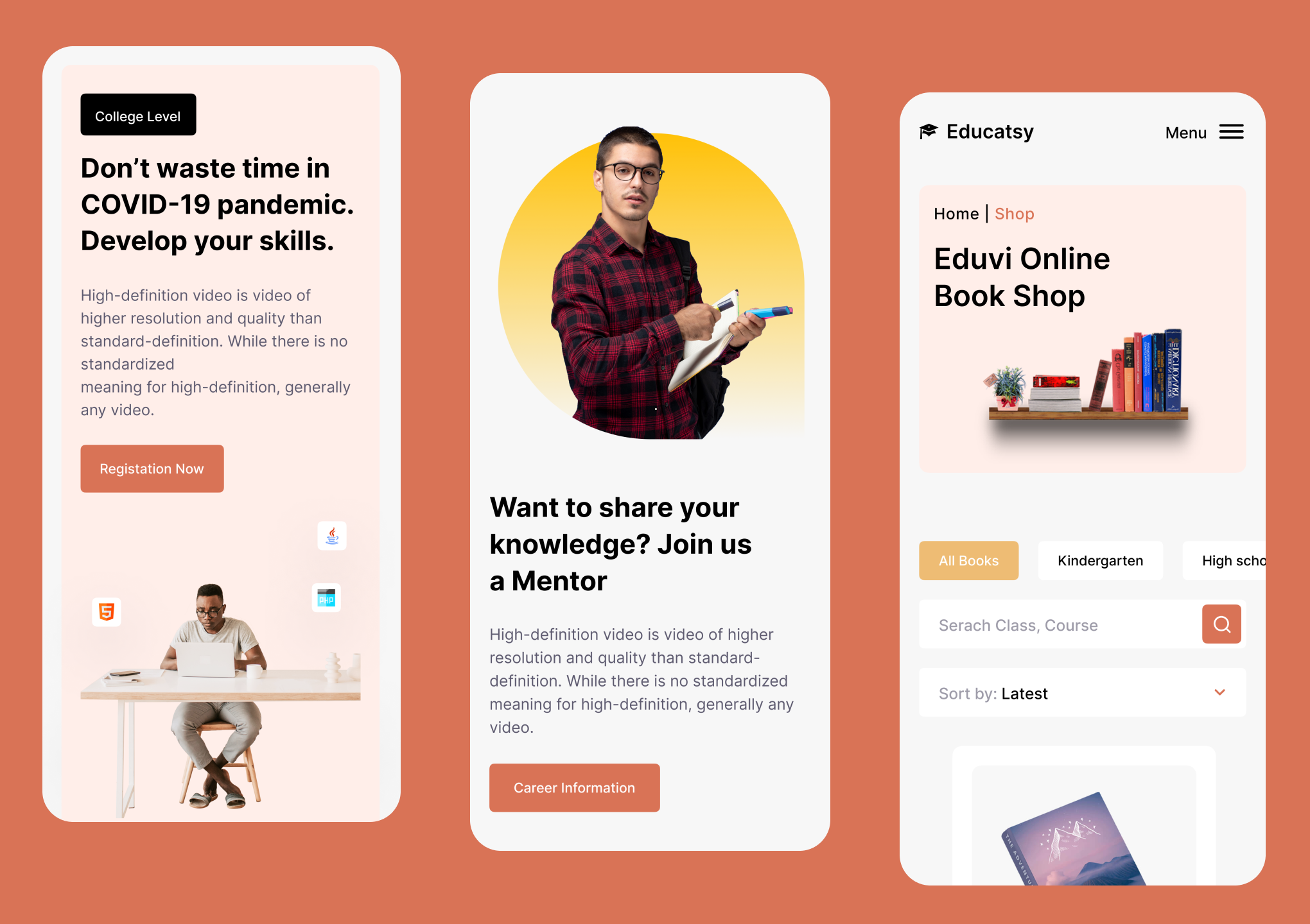 Eduvi Elearning Platform UI kit for Flutter mobile app