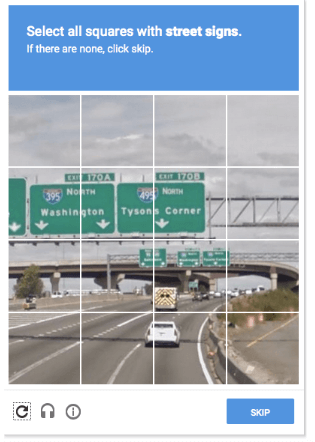 Captcha asking a user for sample data