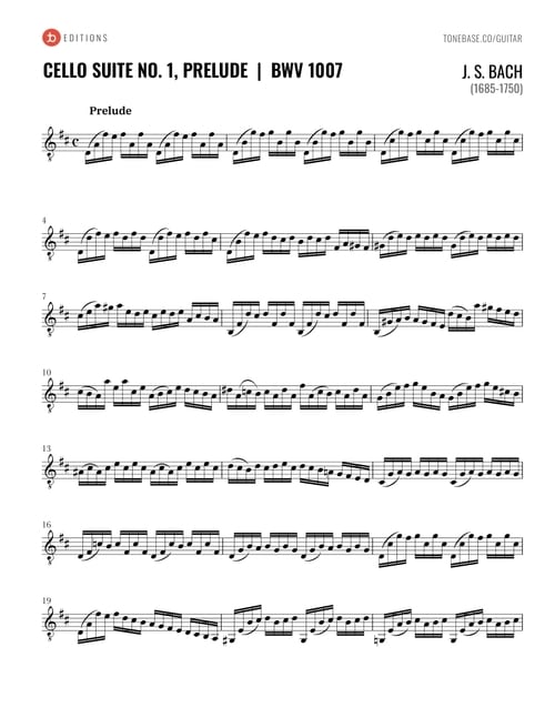Bach - Cello Suite No. 1, BWV 1007 | Free Sheet Music PDF