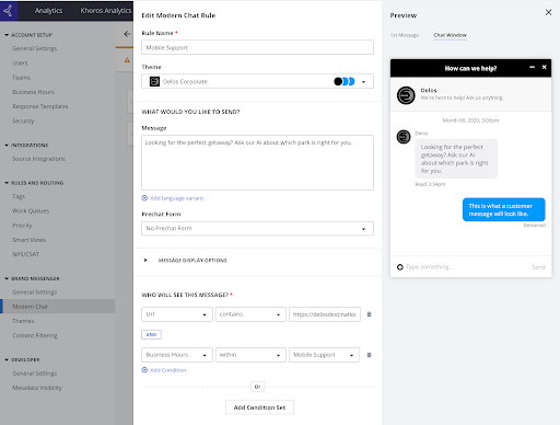 Khoros modern chat screenshot