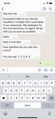 WhatsApp CSAT example