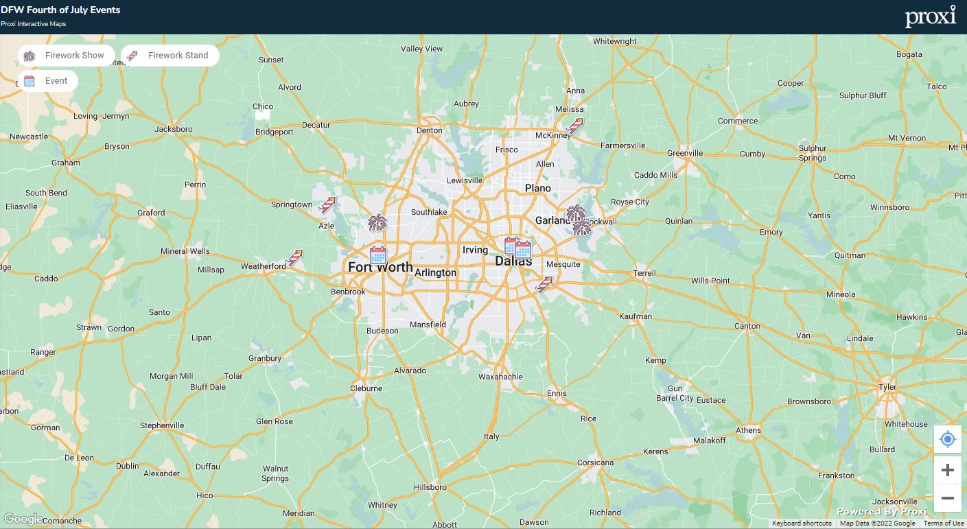 DFW 4th of July Event Map