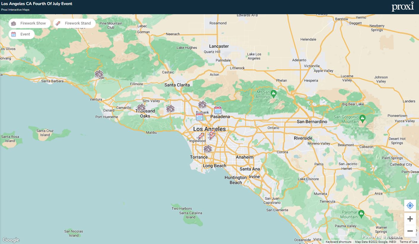 Los Angeles 4th of July Event Map