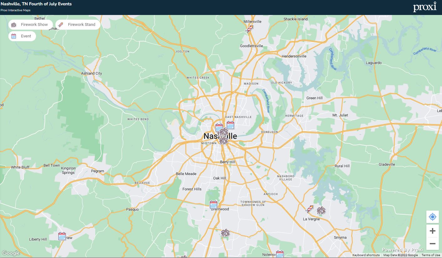 Nashville 4th of July Event Map