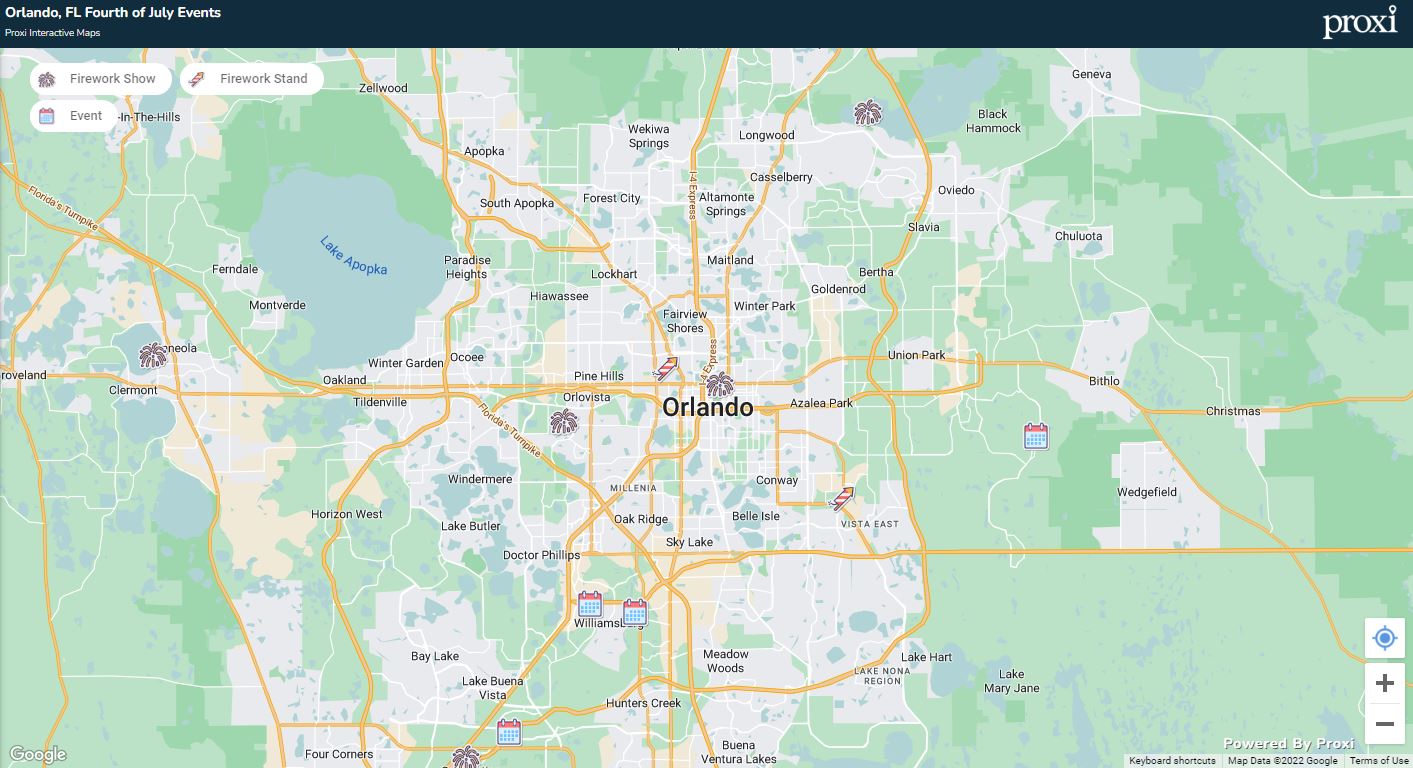 Orlando 4th of July Event Map
