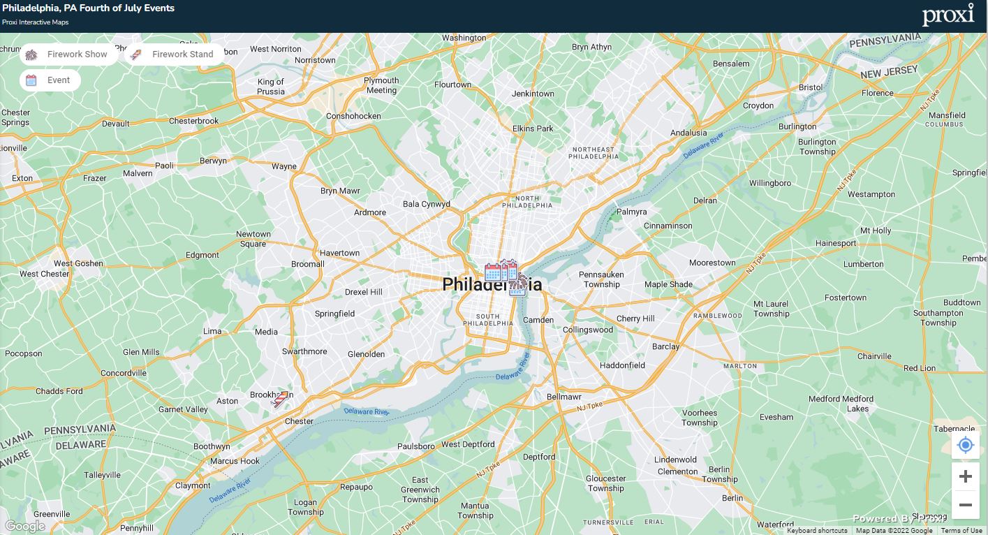 Philadelphia 4th of July Event Map