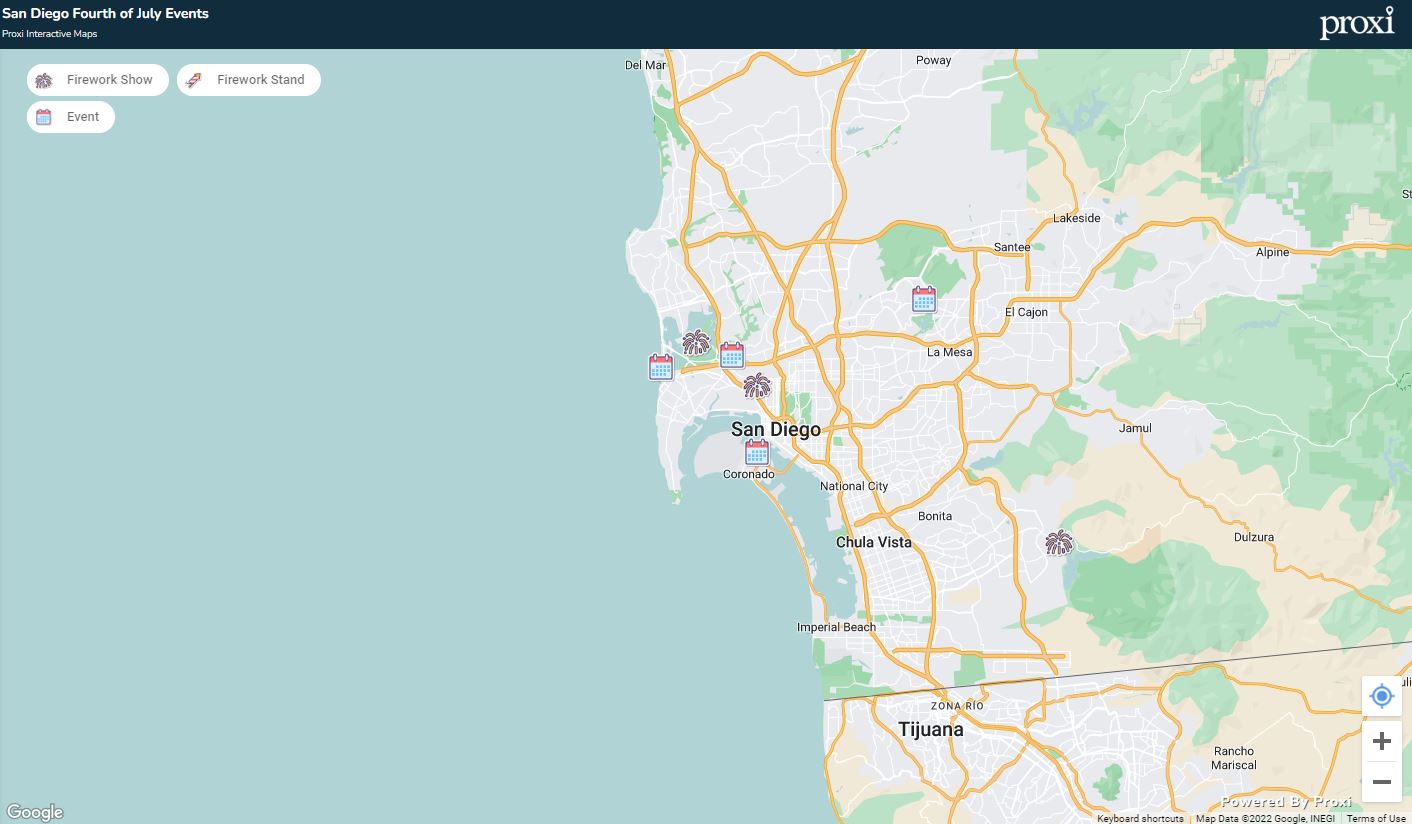 San Diego 4th of July Event Map