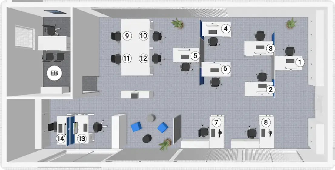 Büro & Bereich im Desk Booking Tool auswählen