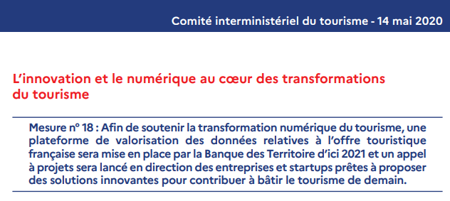 appel du gouvernement pour soutenir la transition digitale du tourisme français