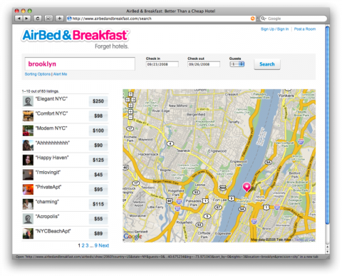 Illustration de ce qu'était Air Bed and Breakfast