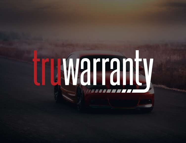 TruWarranty logo with a red sports car behind