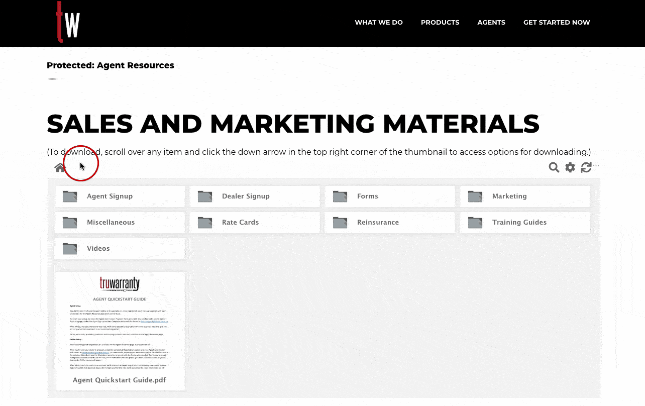 TruWarranty Agent Resources screenshot.