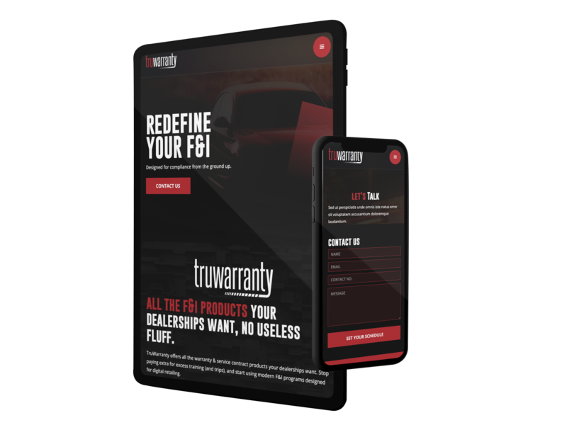 Images of the TruWarranty website on iPad and iPhone