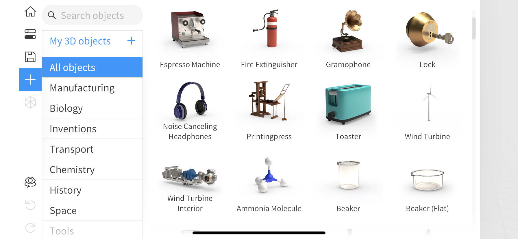 Select objects from Jig Library in the app