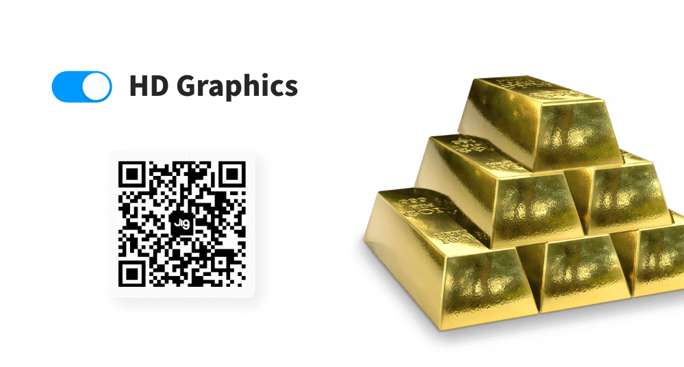 HD graphics, QR code and gold bricks