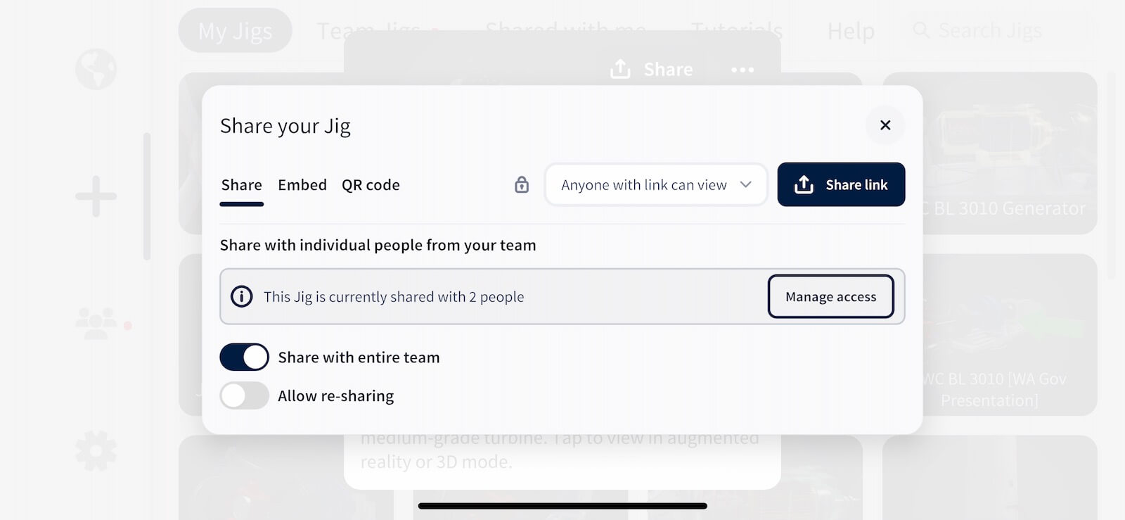 Copy a link to share with anyone to open your 3D presentation