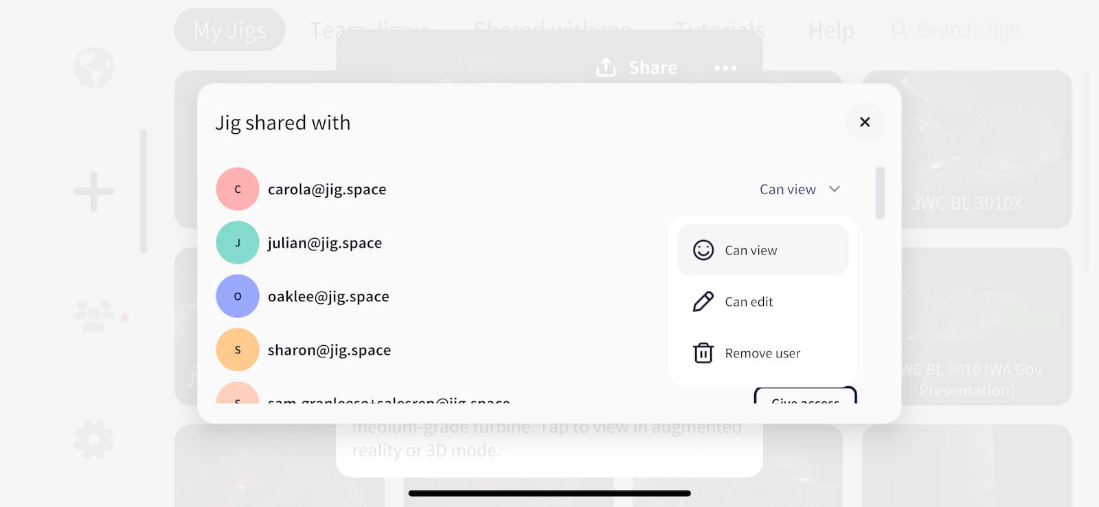 How to managing specific user access to your 3D presentations in JigSpace