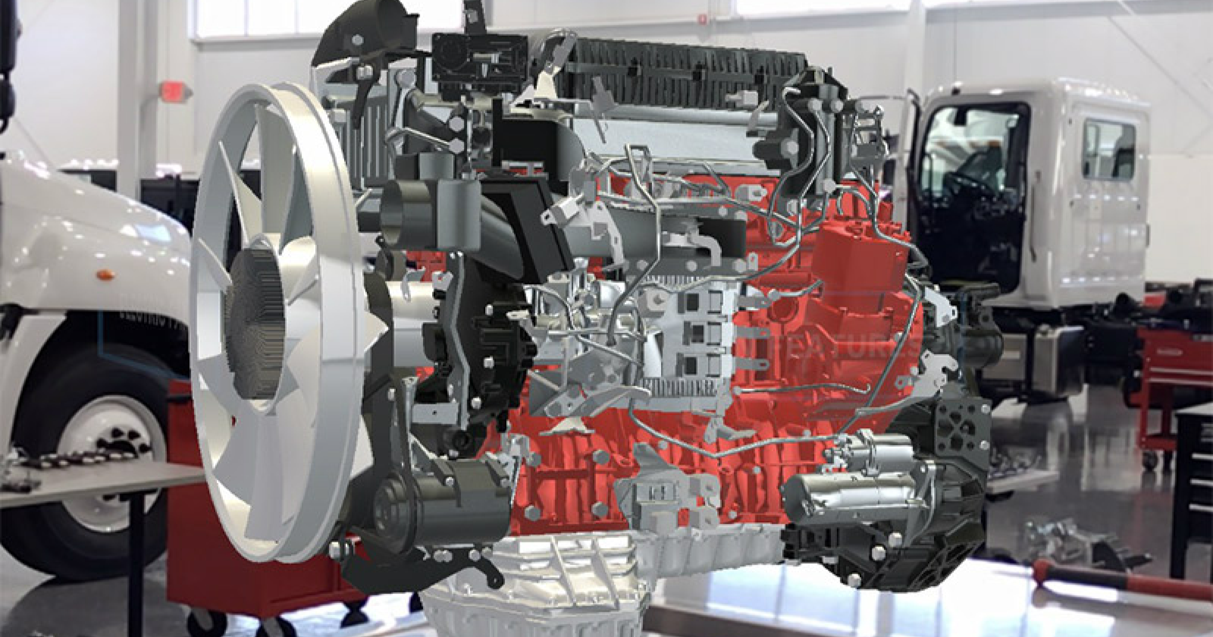 3D model of a car engine being viewed in augmented reality using JigSpace