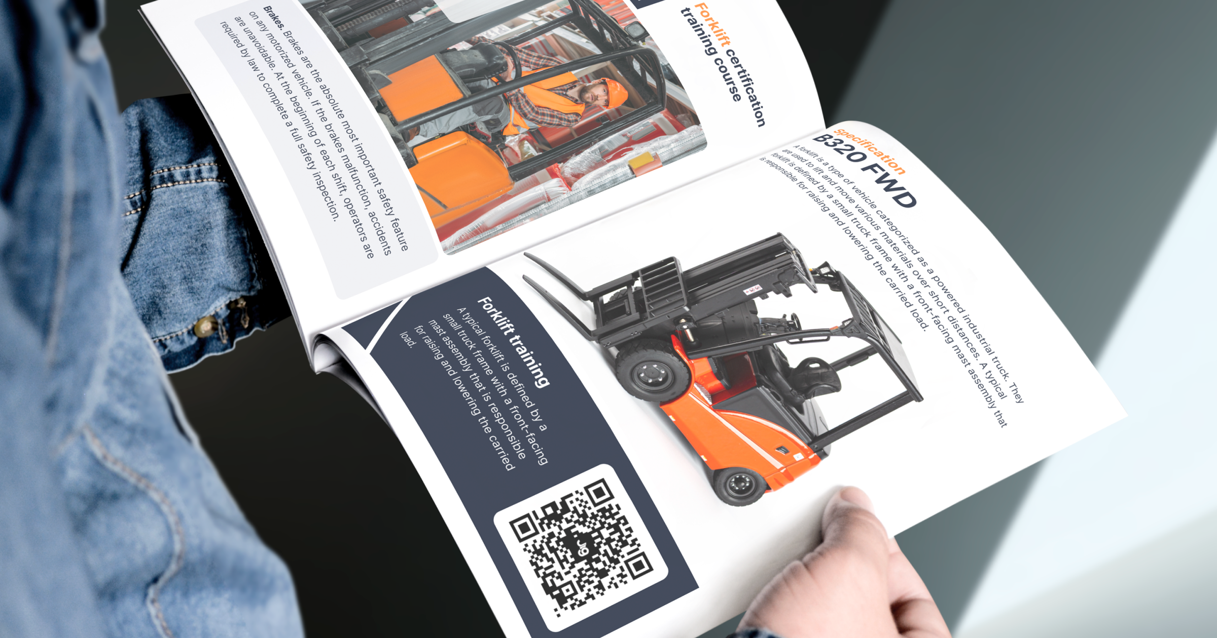 A training information manual about machinery using QR codes to present 3D training presentations
