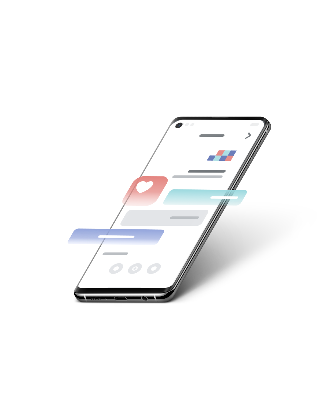 A perspective view of a mobile phone
