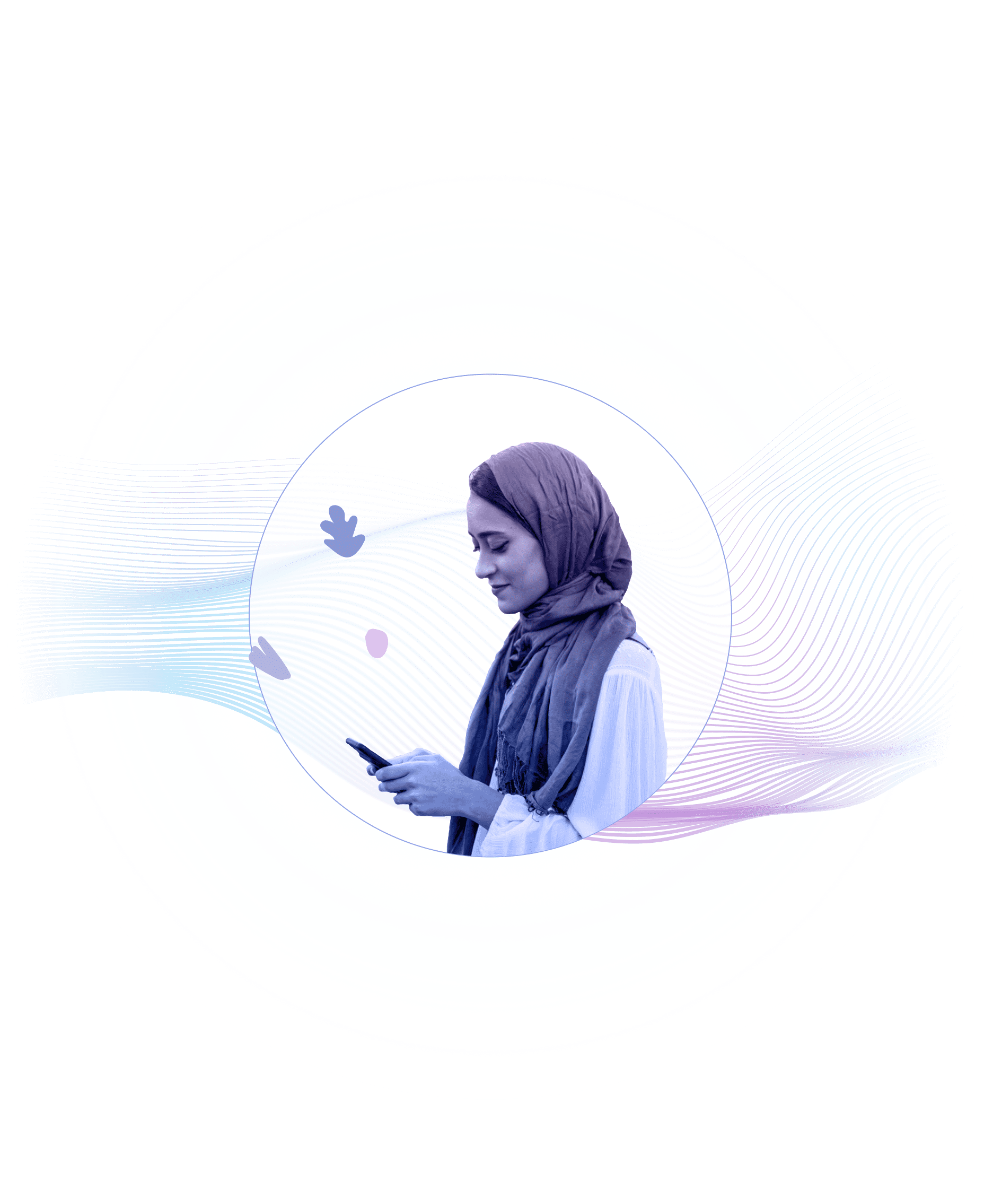 Woman looks at phone in hands
