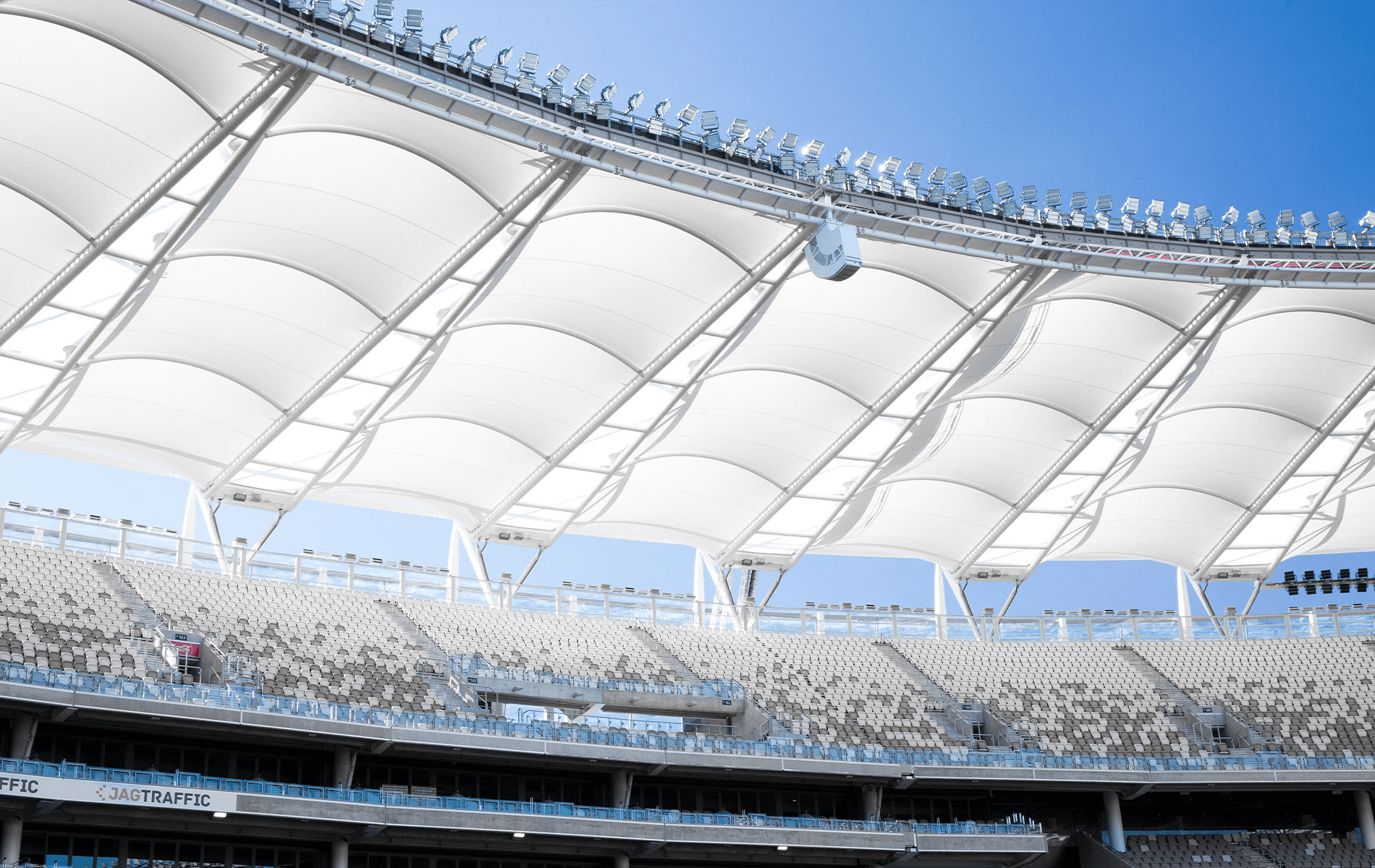 Perth stadium steel and fabric cantilever roof