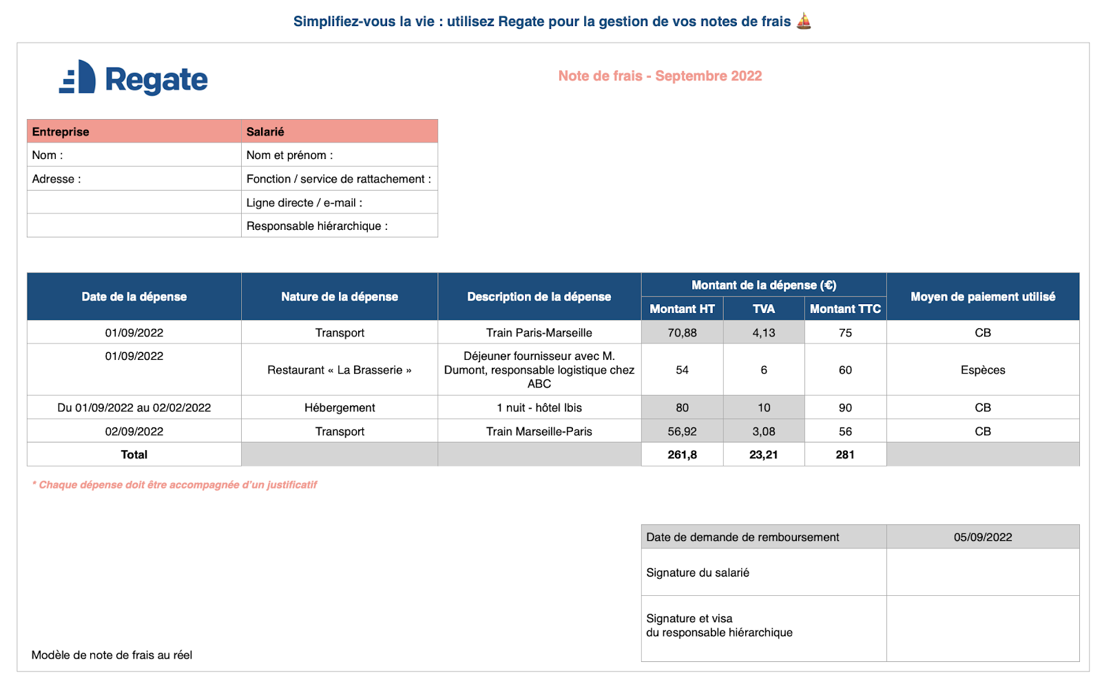 Découvrez notre modèle de note de frais gratuit et simplifié