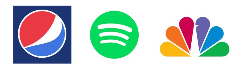 Pepsi. Spotify, NBC Logos
