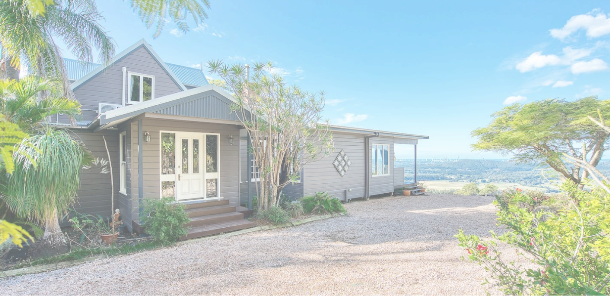 Airbnb entrance with mountain view