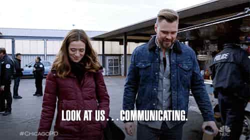 look at us, communicating