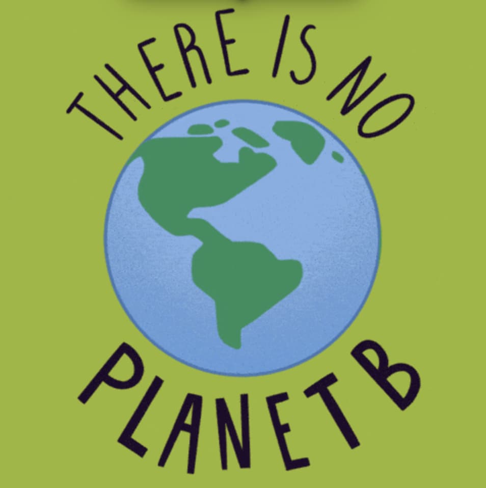 la terre qui tourne avec le texte "there is no planet b"
