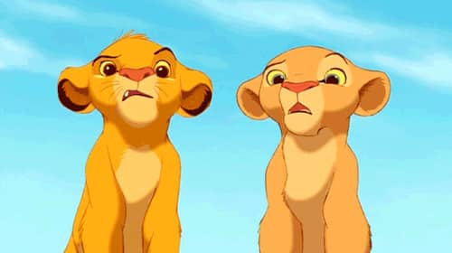 des personnages du roi lion sont choqué