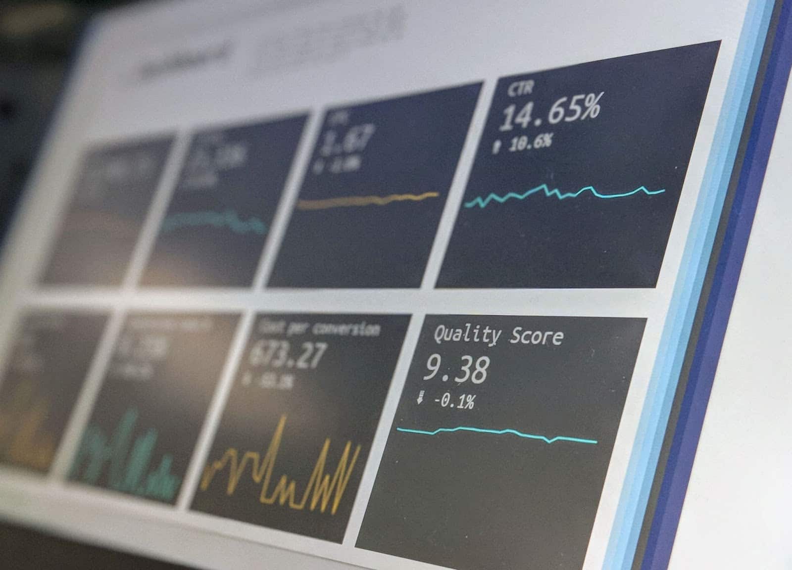 Tableau d'analyse de certains indicateurs sur un écran d'ordinateur.
