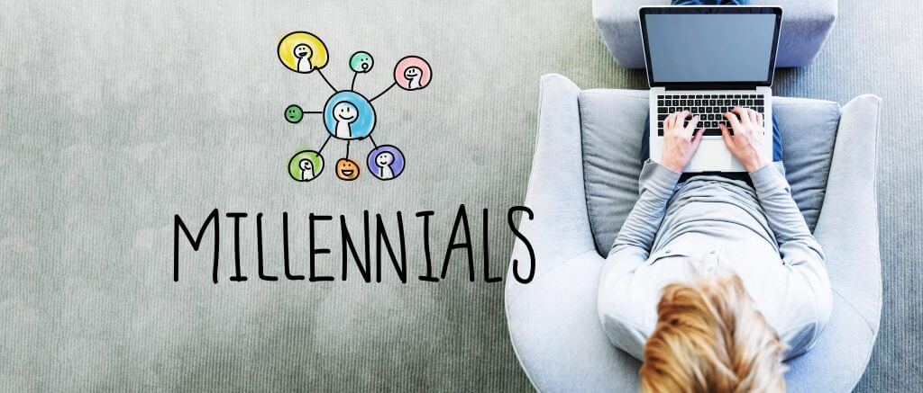 Millennial loyal customer on laptop