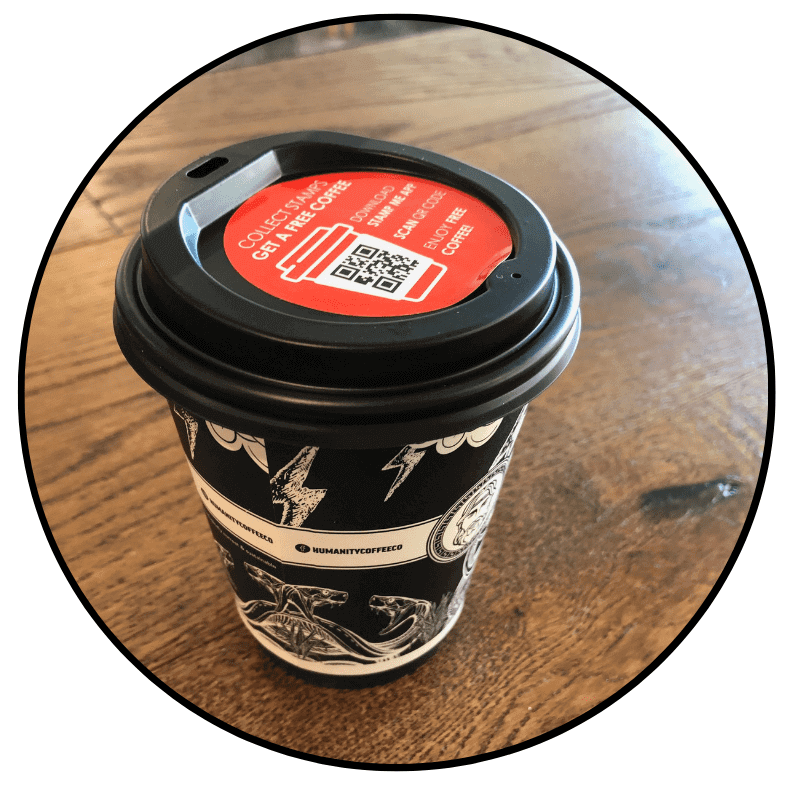 QR code on coffee cup