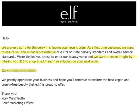 elf personal communication to the customer