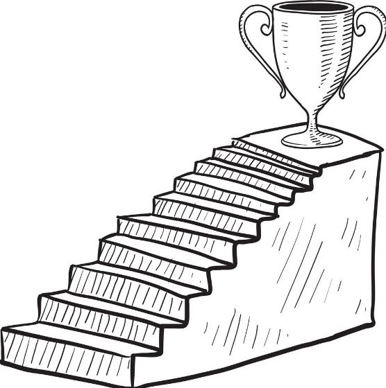 steps leading up to a trophy