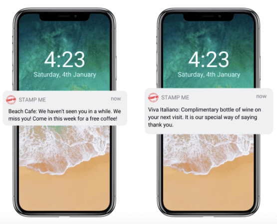 stamp me push notification offers