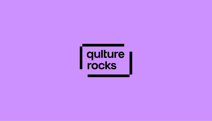 Qulture.Rocks Logo on a purple background