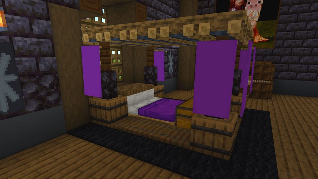 Master canopy bed by JEFFERSCRAFT1 Minecraft Build Tutorial