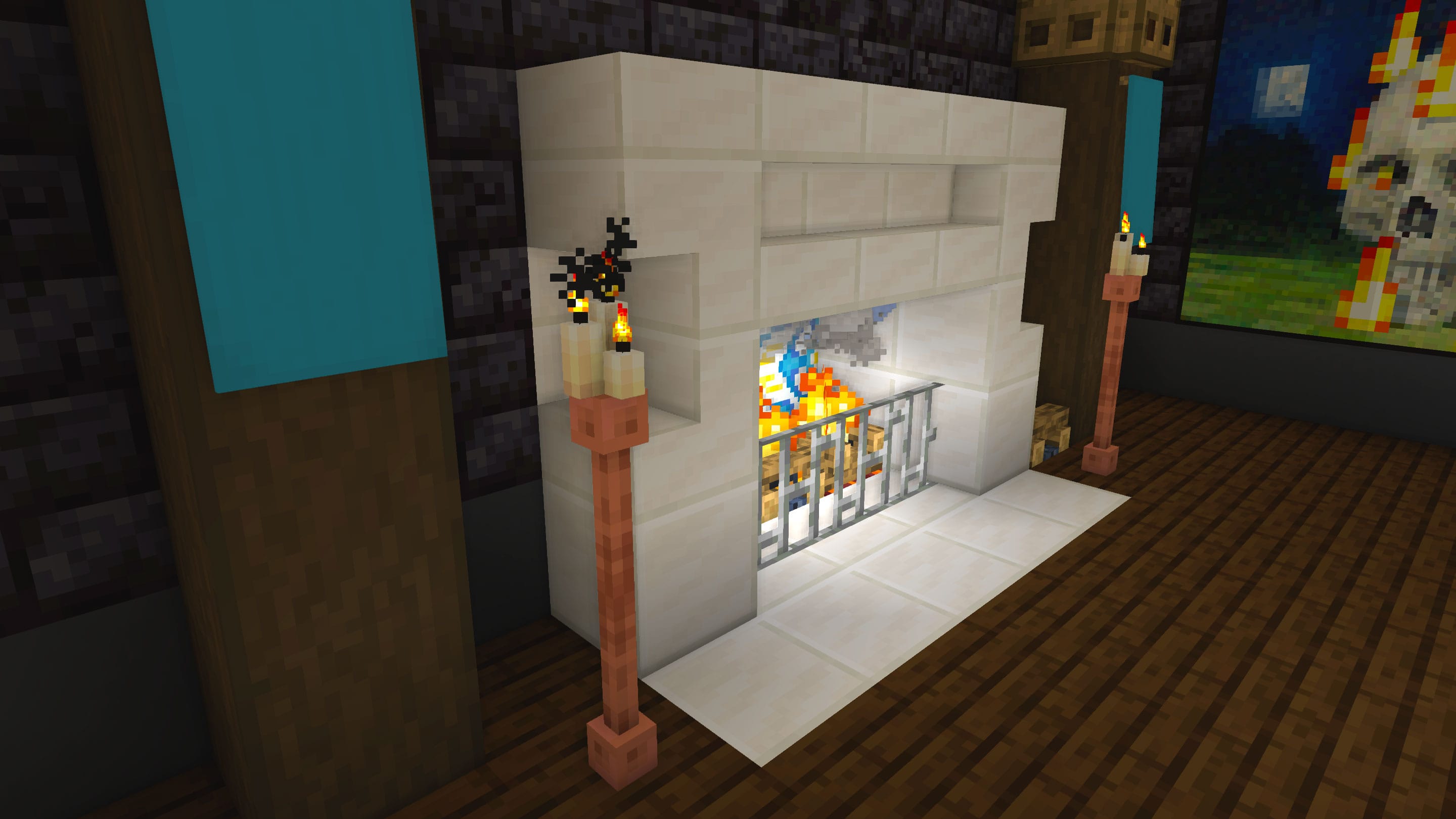 Wood Fireplace Quartz Mantle By JEFFERSCRAFT1 Minecraft Build Tutorial