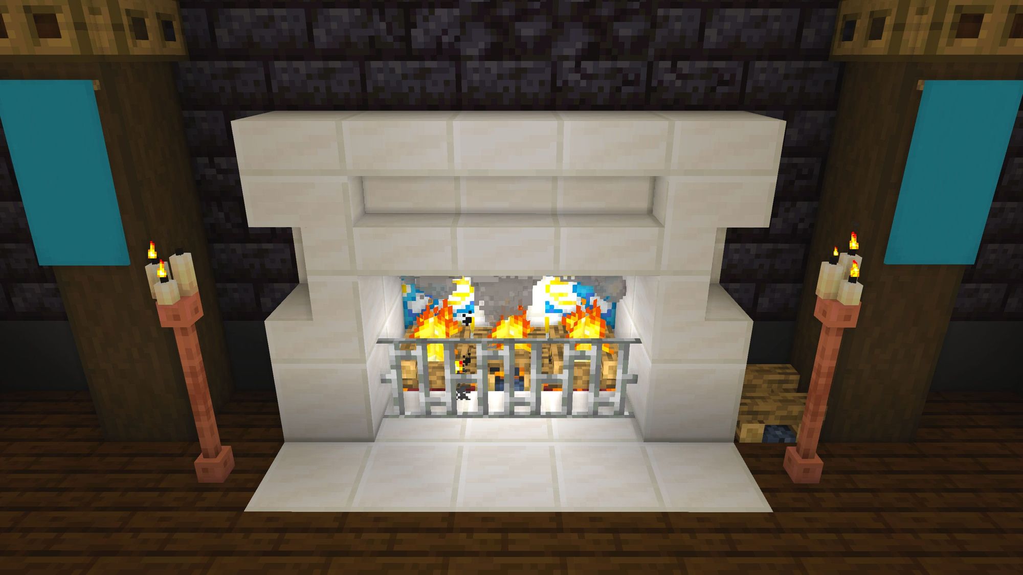 Wood fireplace + quartz mantle by JEFFERSCRAFT1 Minecraft Build Tutorial