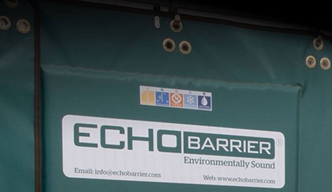 Close up of Echo barrier logo on a barrier.
