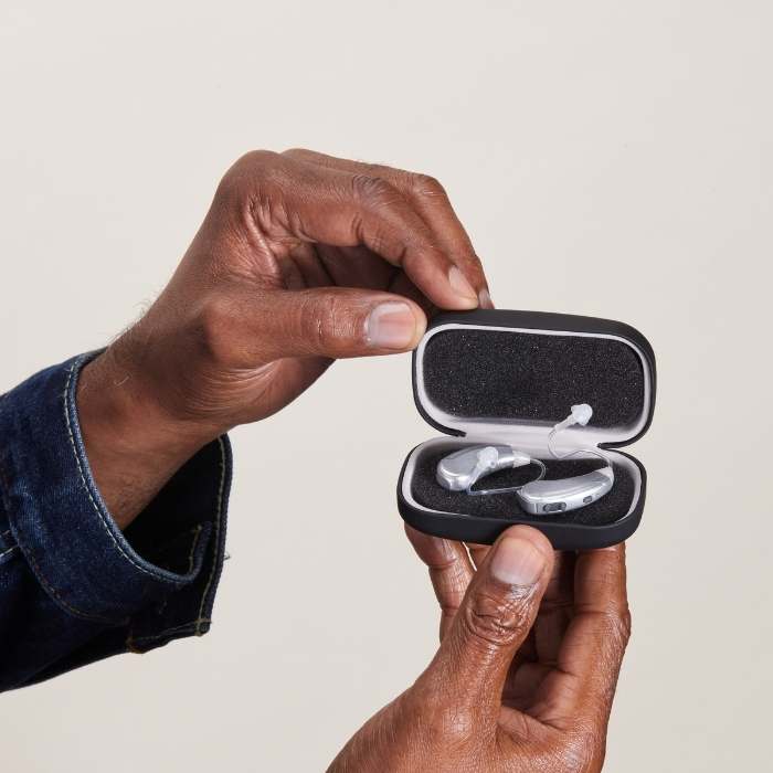 Lexie hearing aids in case