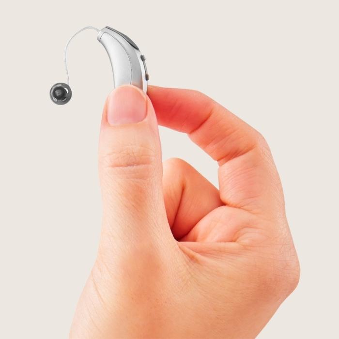 Starkey hearing aid in hand
