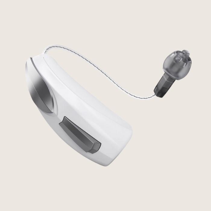 Starkey hearing aid on its side