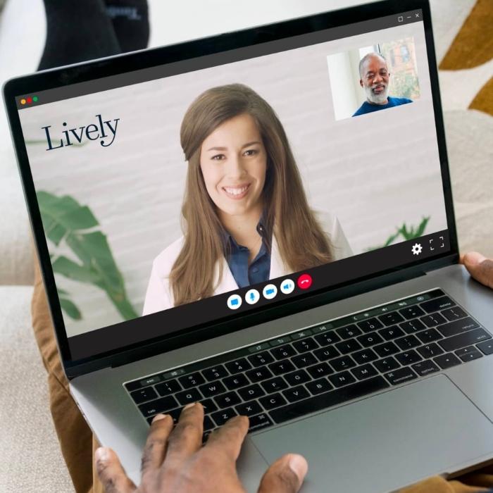 Lively telehealth appointment in progress on a computer screen